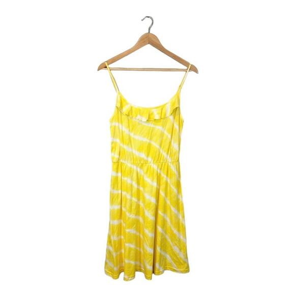 NWT LOFT Stripe Dress Ruffle Neckline Yellow Size S Sundress - Picture 5 of 7